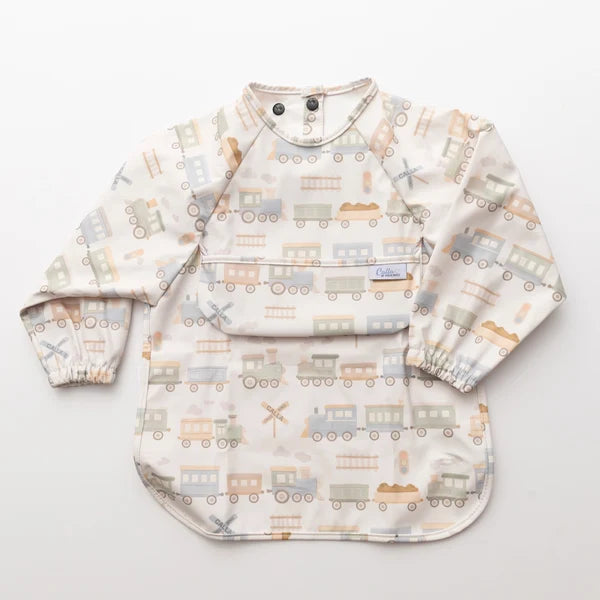 Calla & Friends Trains Grayson Long Sleeve Bib