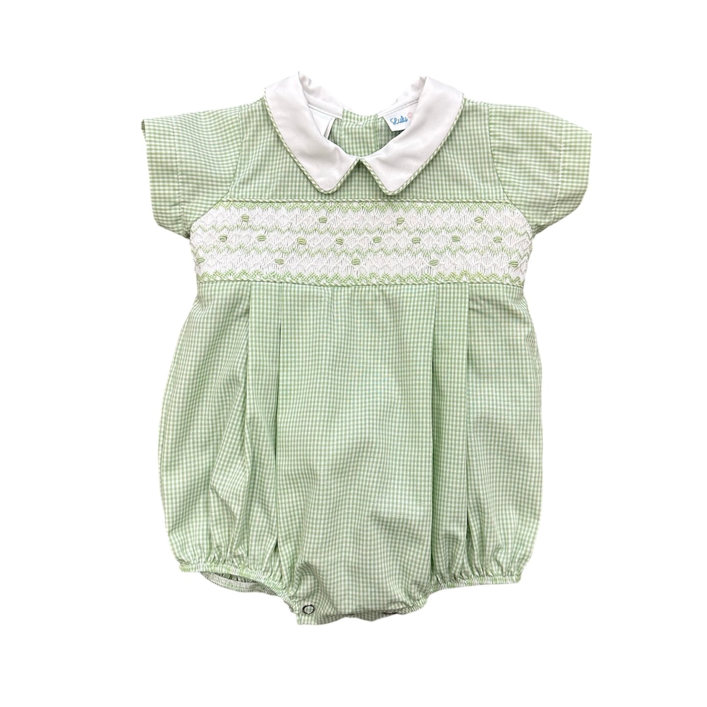 Lulu Bebe Blake Green Gingham Smocked Bubble