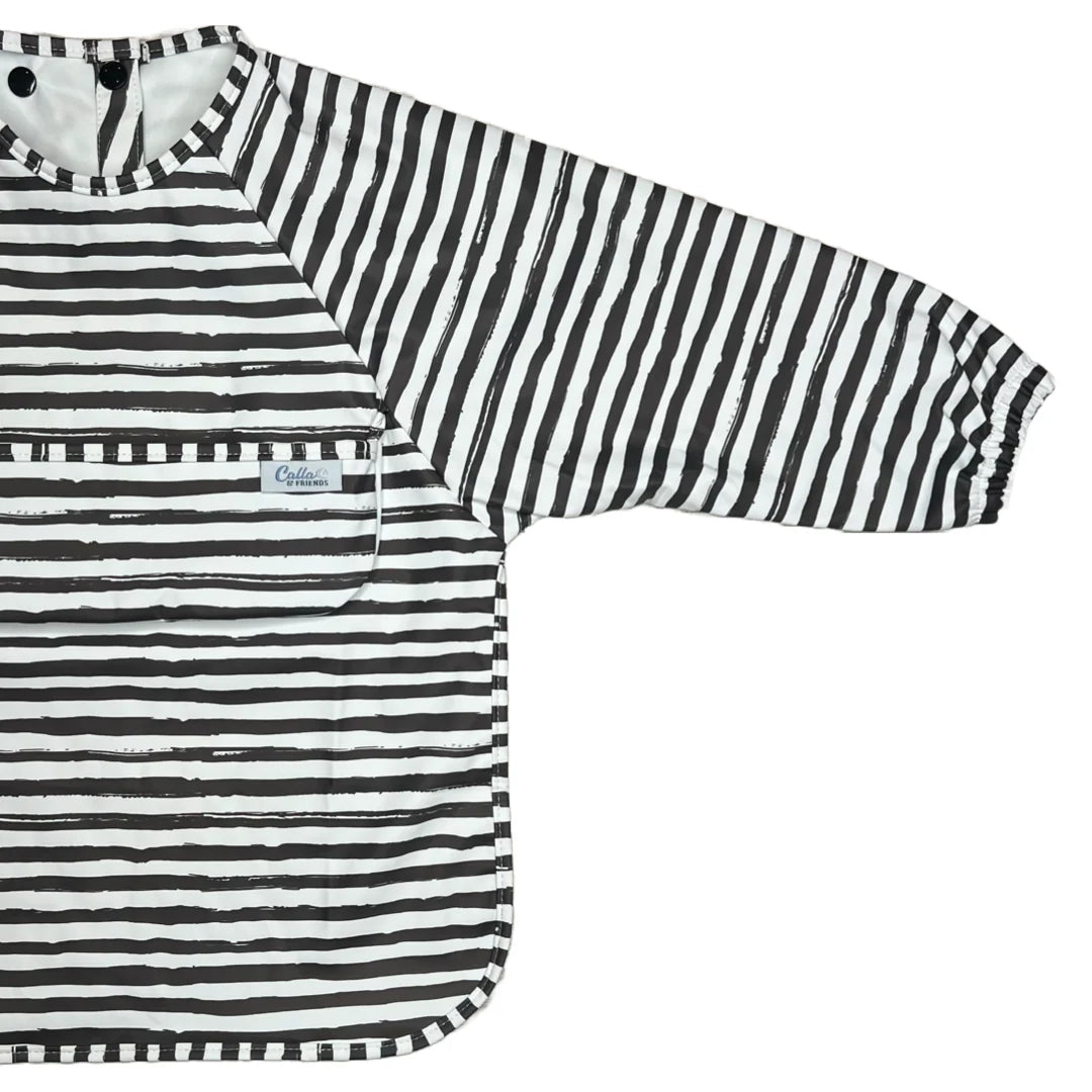 Calla & Friends Brush Stripes Pine Grayson Long Sleeve Bib