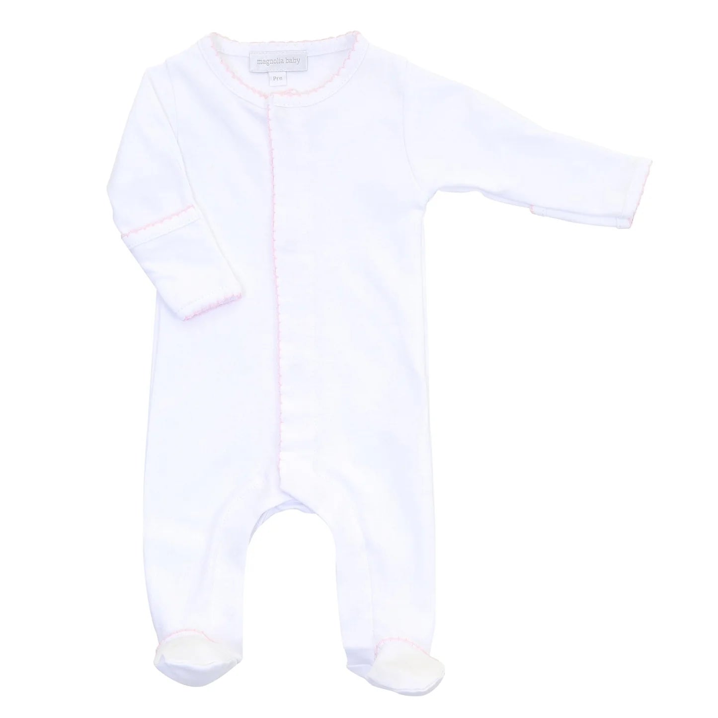 Magnolia Baby Essentials White with Pink Trim Footie