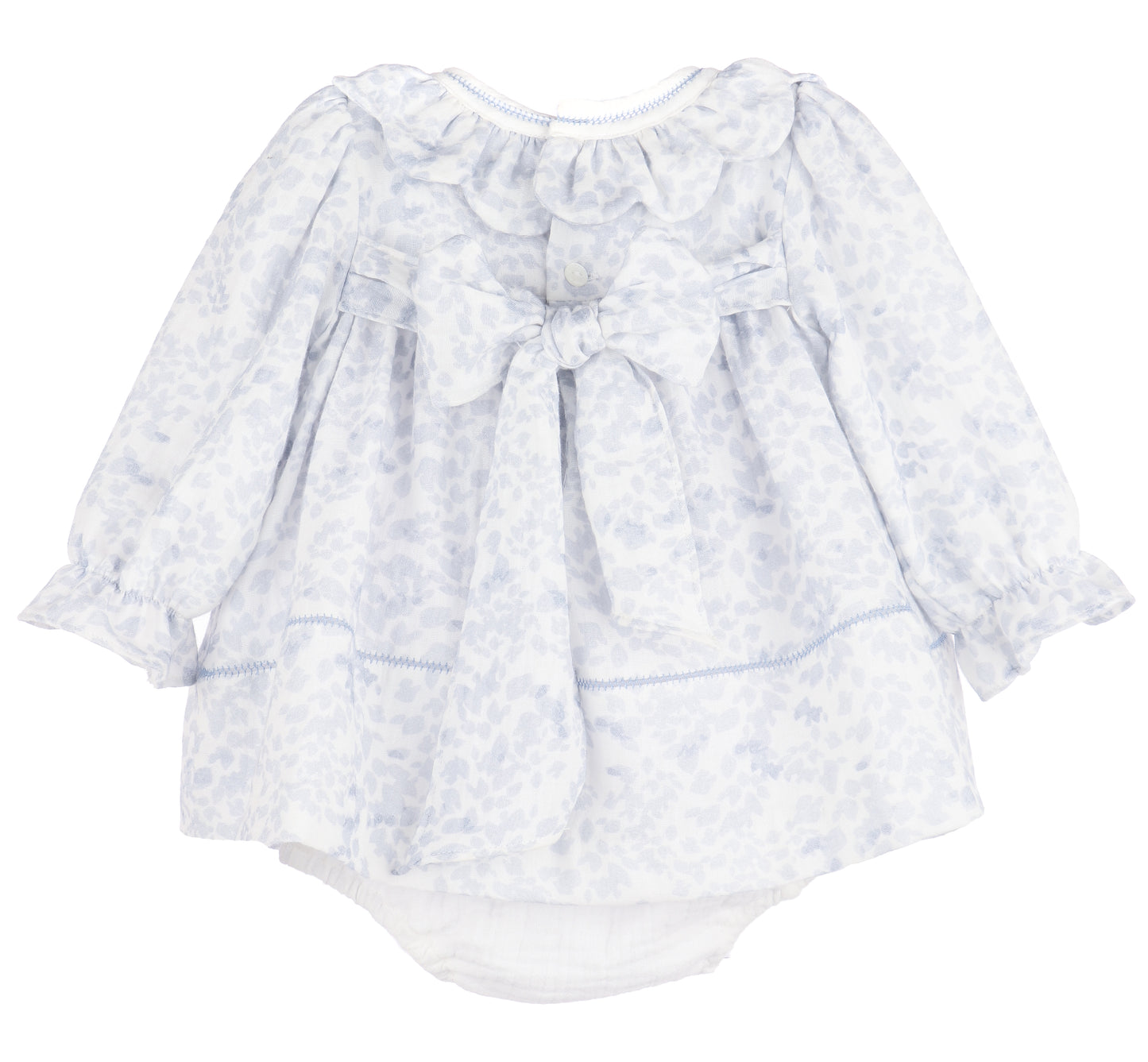Sophie & Lucas Blue Frosty Floral Scallop Ruffle Float Dress