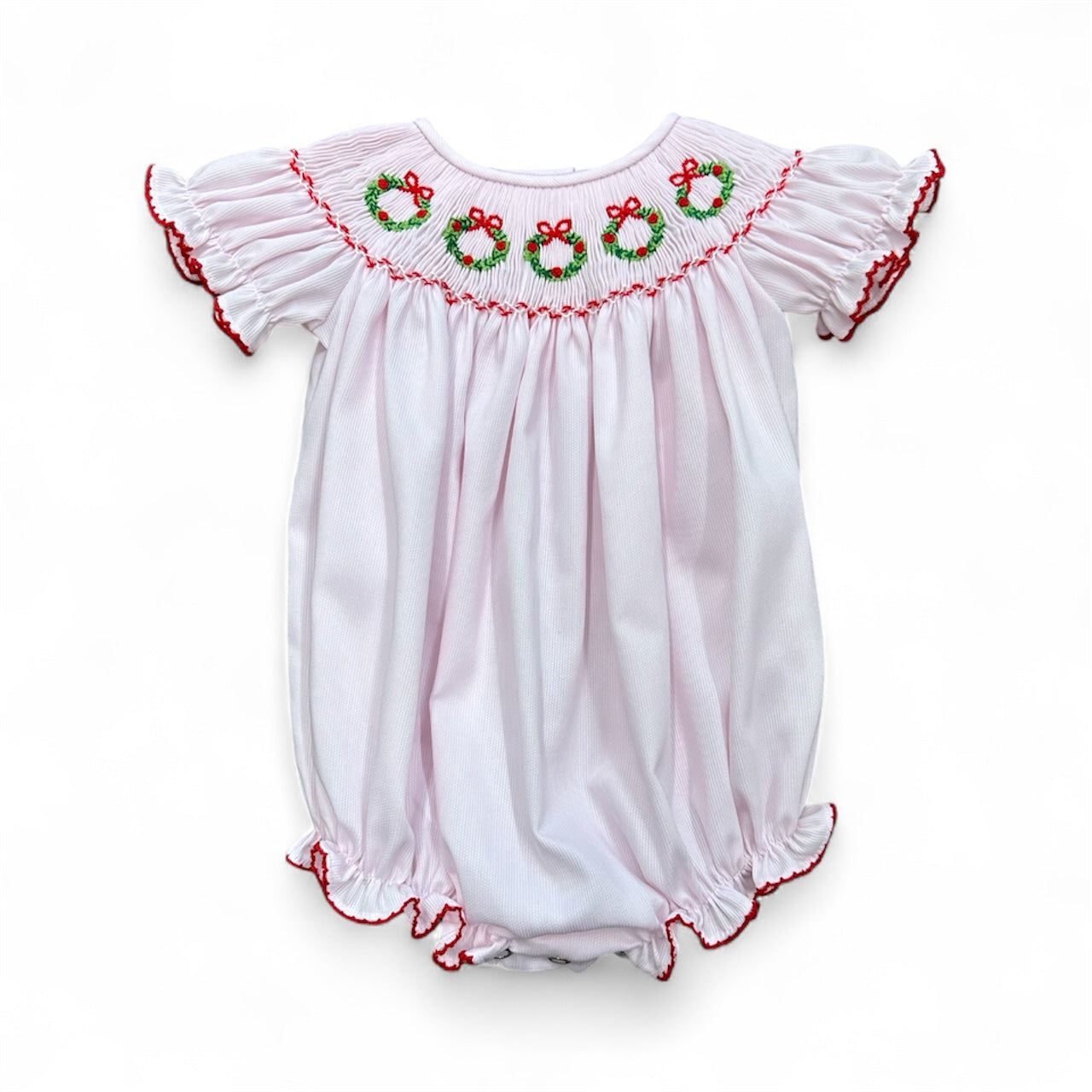 Lulu Bebe Emmie Wreath Smocked Bishop Bubble