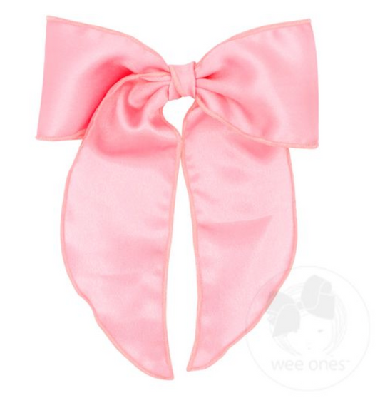 Wee Ones Pink Satin Bowtie with Twisted Warp and Whimsy Tails