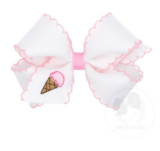 Wee Ones Ice Cream Grosgrain Hair Bow with Moonstitch Edge