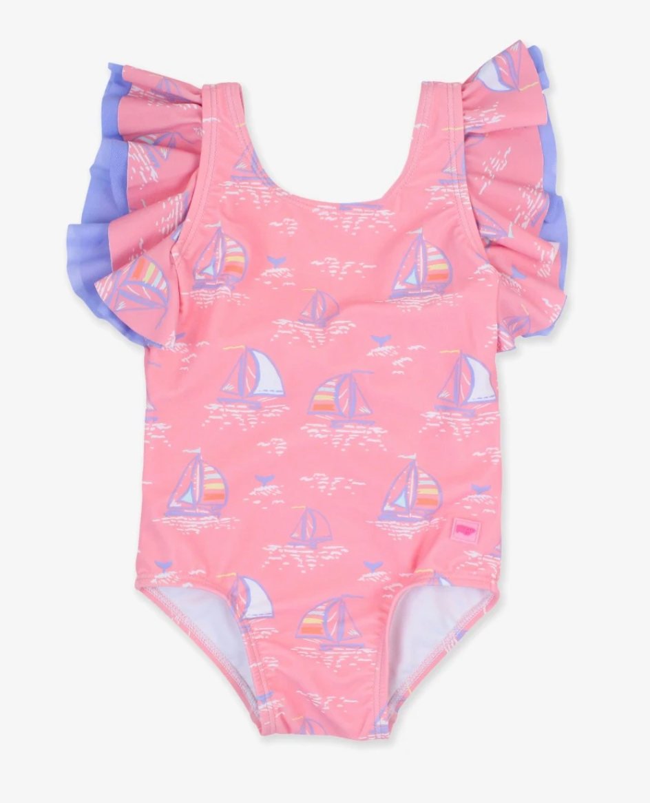 Ruffle Butts Pink Seas the Day Butterfly One Piece