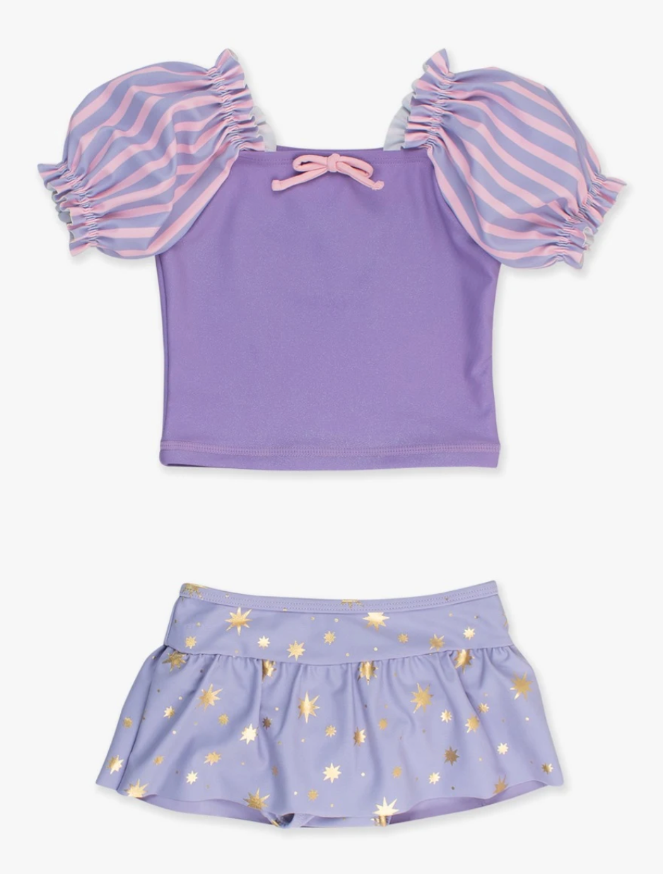 Ruffle Butts Tower Princess Puffed Sleeve Skirted 2-Piece