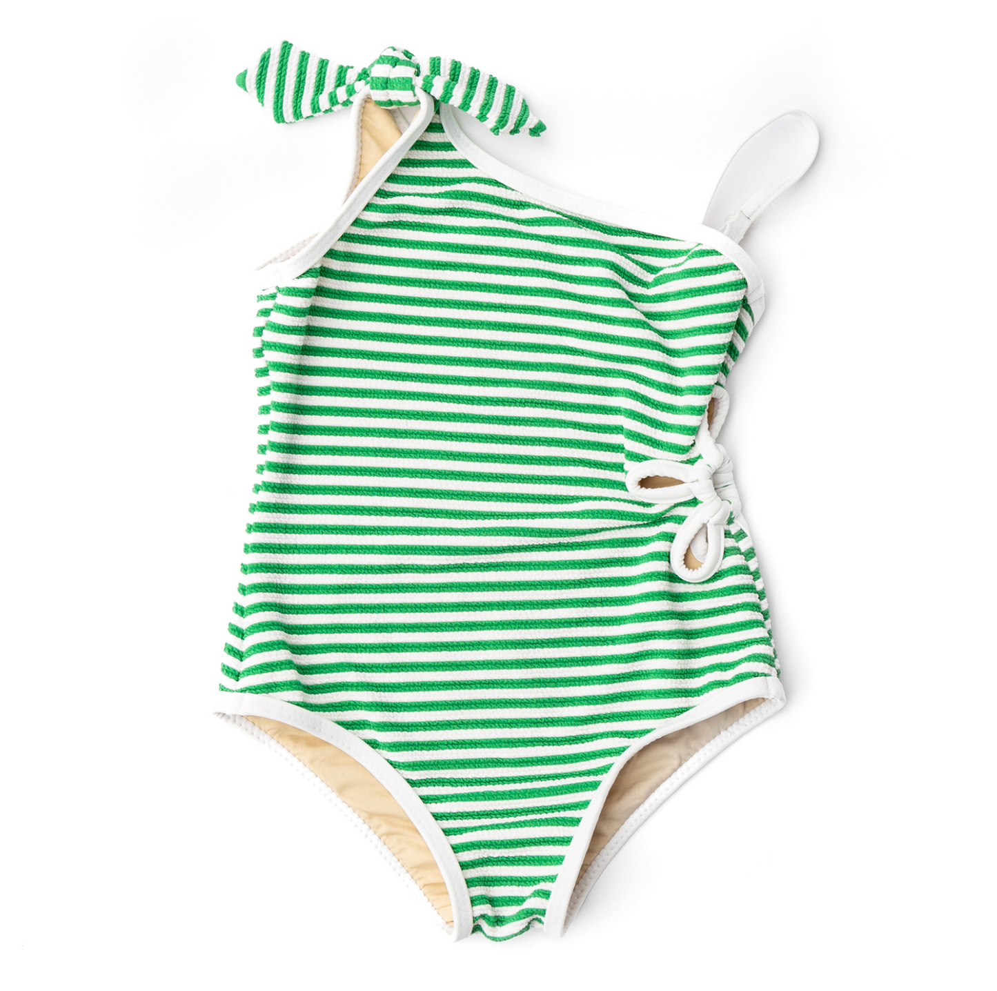 Shade Critters Green Stripe Ribbed Daisy Cut Out One Piece Swimsuit