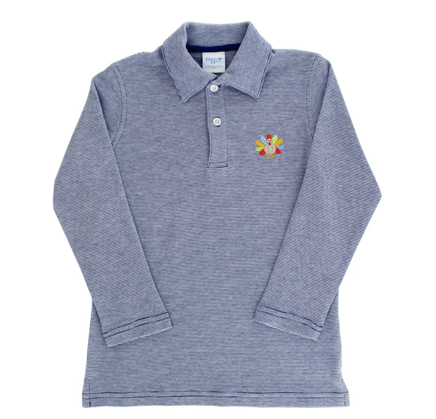 Bailey Boys Turkey Embroidered Knit Microstripe Polo
