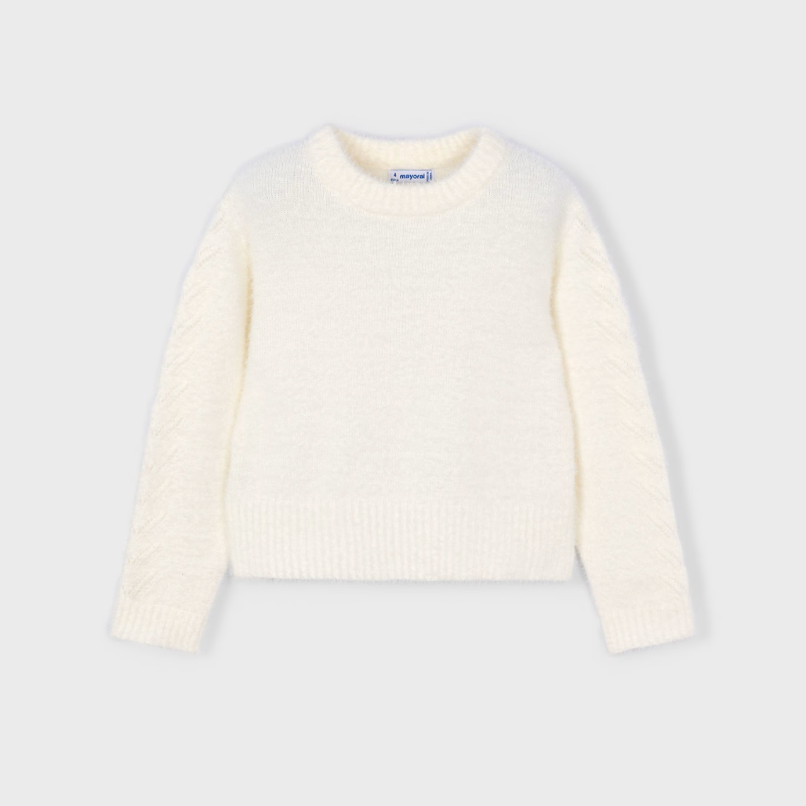 Mayoral Girl White Fuzzy Sweater