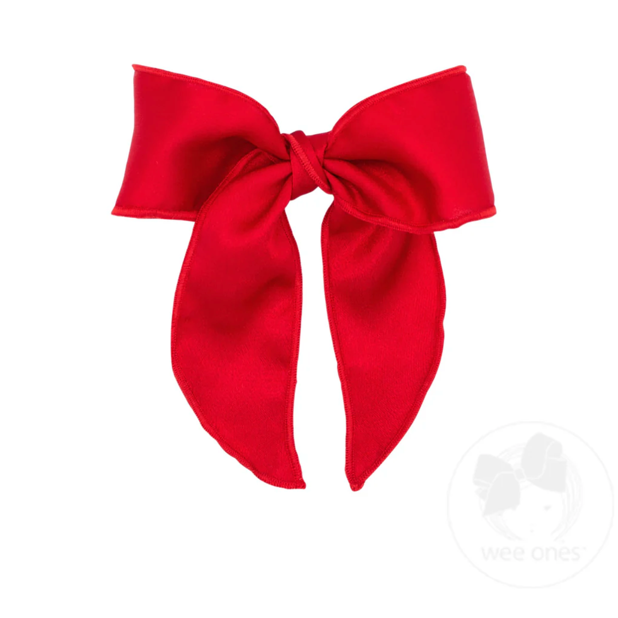 Wee Ones Red Satin Bowtie with Twisted Wrap and Whimsy Tails