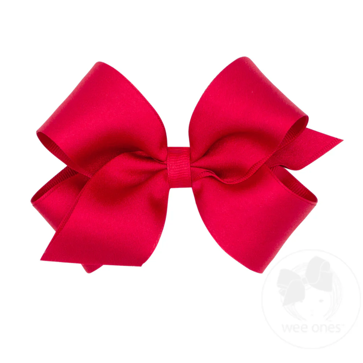 Wee Ones Red Crepe Satin with Grosgrain Underlay Hair Bow