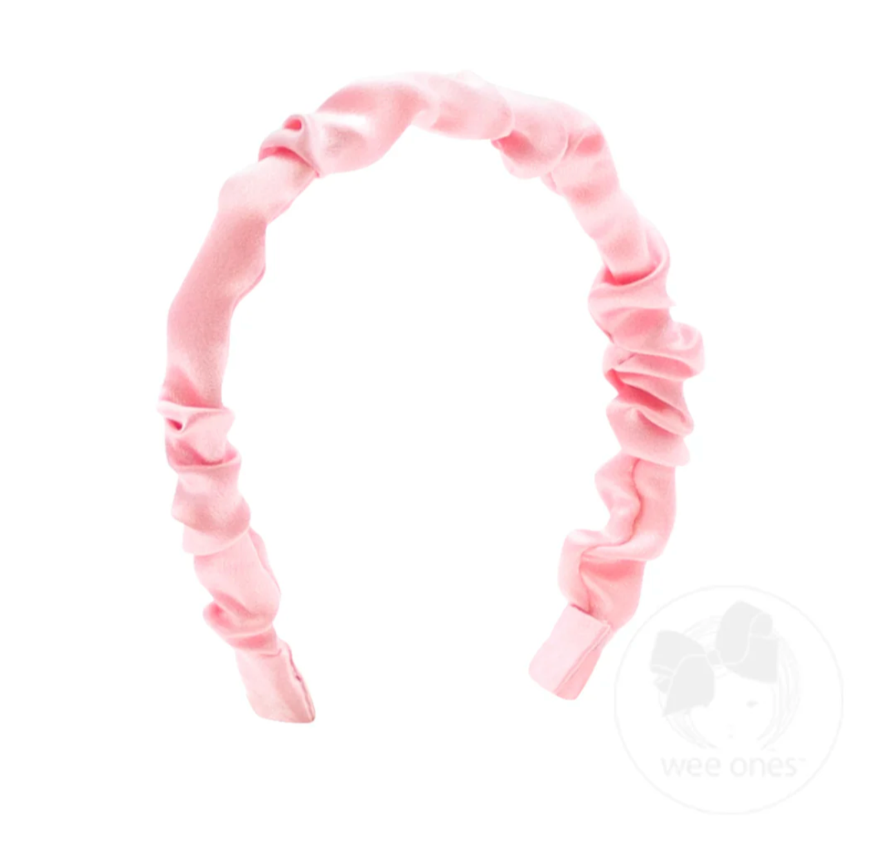 Wee Ones Light Pink Crepe Satin Ruffled Headband