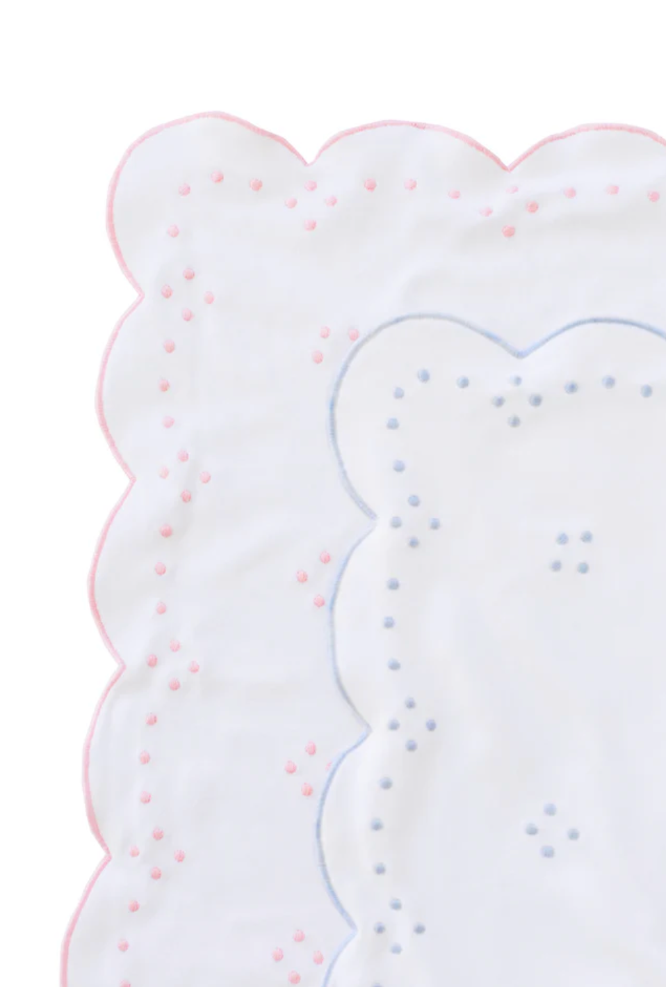 The Proper Peony Blue Scalloped Receiving Blanket