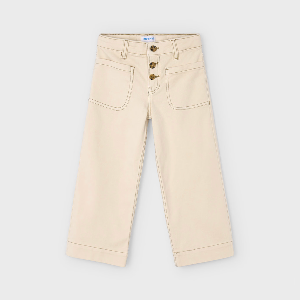 Mayoral Girl Almond Wide Leg Twill Pants