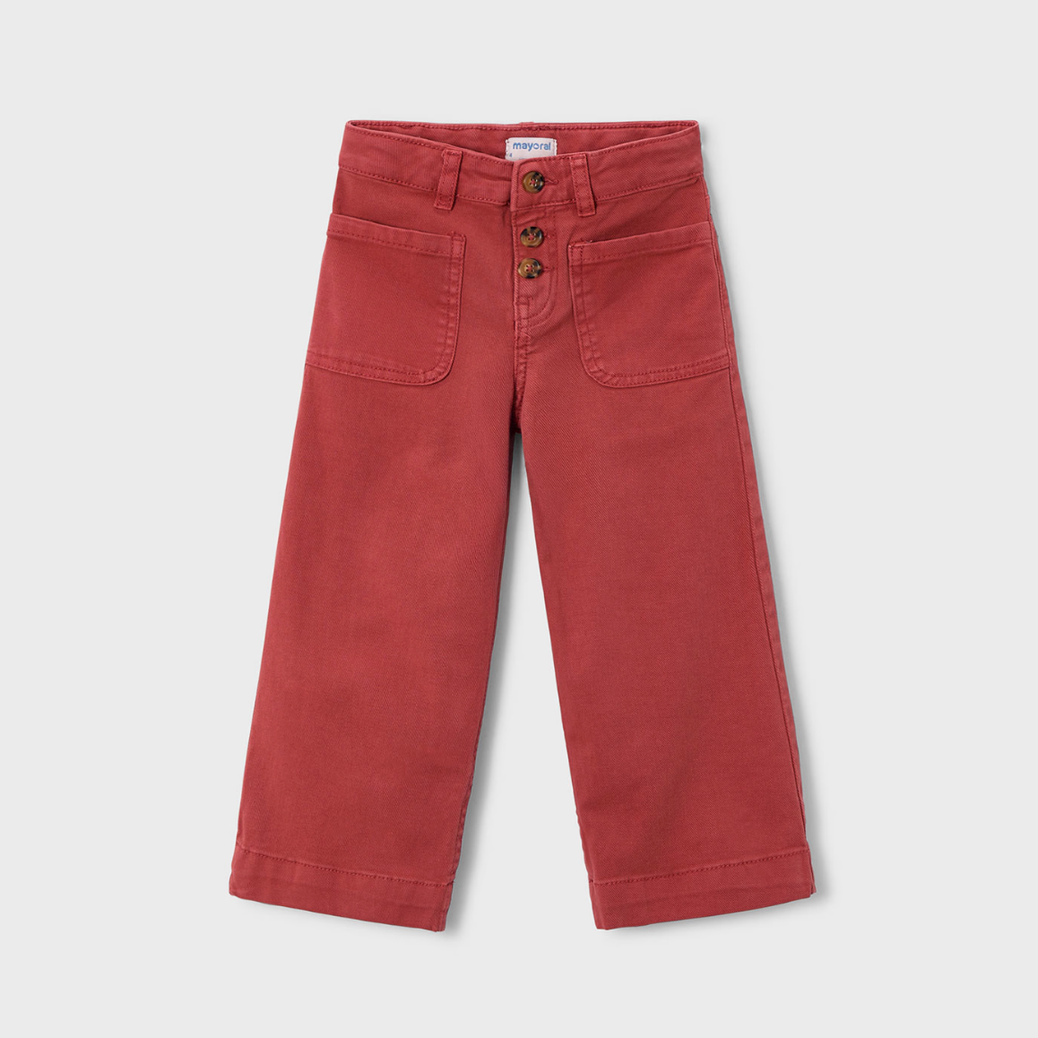 Mayoral Girl Brick Red Wide Leg Twill Pants