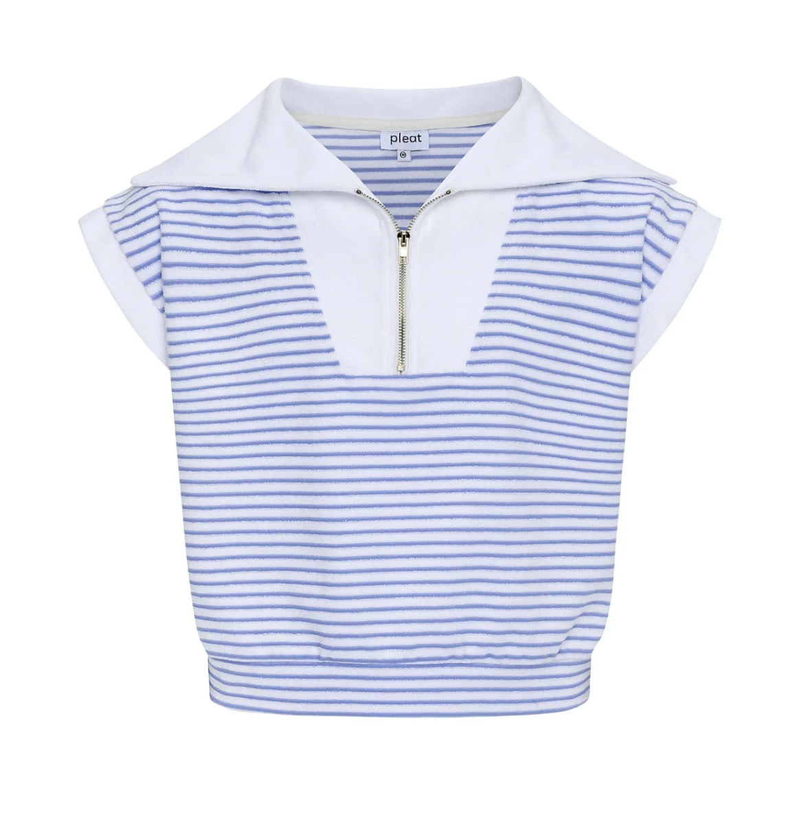 Pleat Blue/White French Terry Callie Top