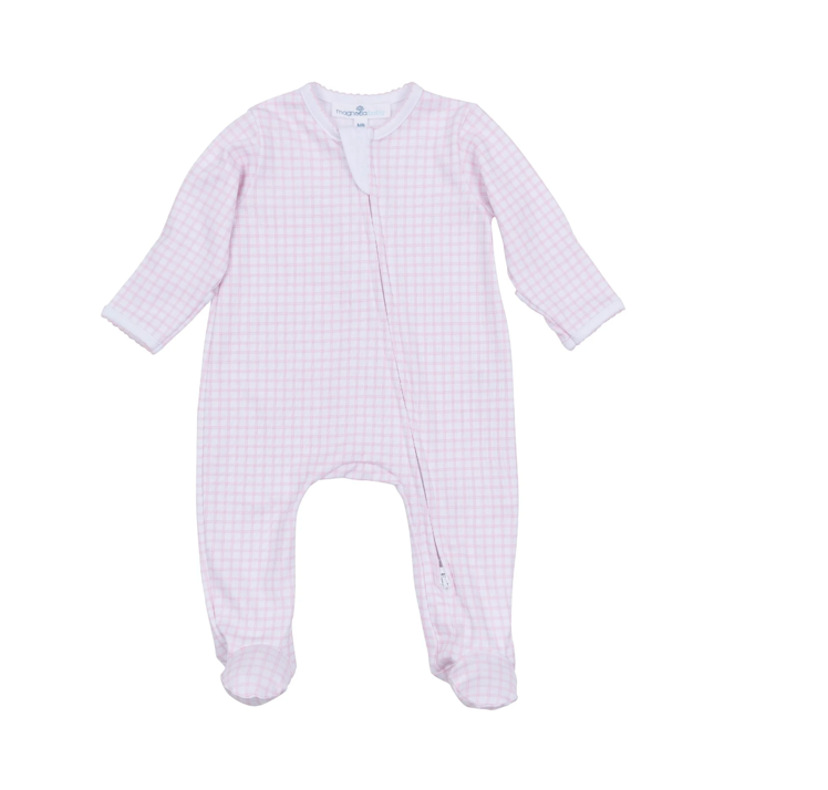 Magnolia Baby Pink Peek-A-Boo Wishes Zip Footie