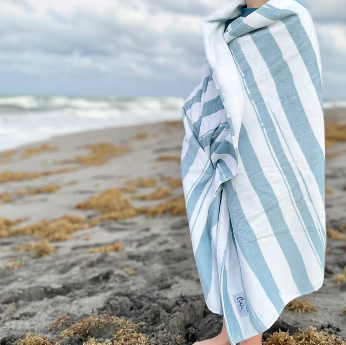 Calla & Friends Maverick's Beach Towel - Blue Brush Stripes