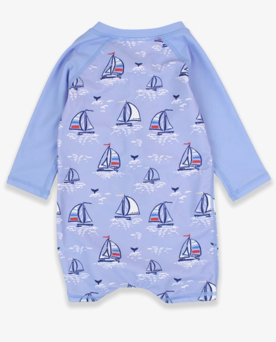 Rugged Butts Blue Seas the Day Long Sleeve One Piece Rash Guard