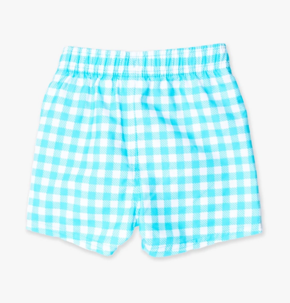 Rugged Butts Bright Aqua Gingham Swim Trunks