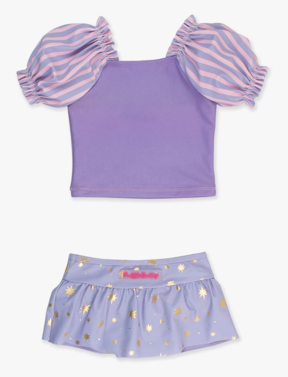 Ruffle Butts Tower Princess Puffed Sleeve Skirted 2-Piece