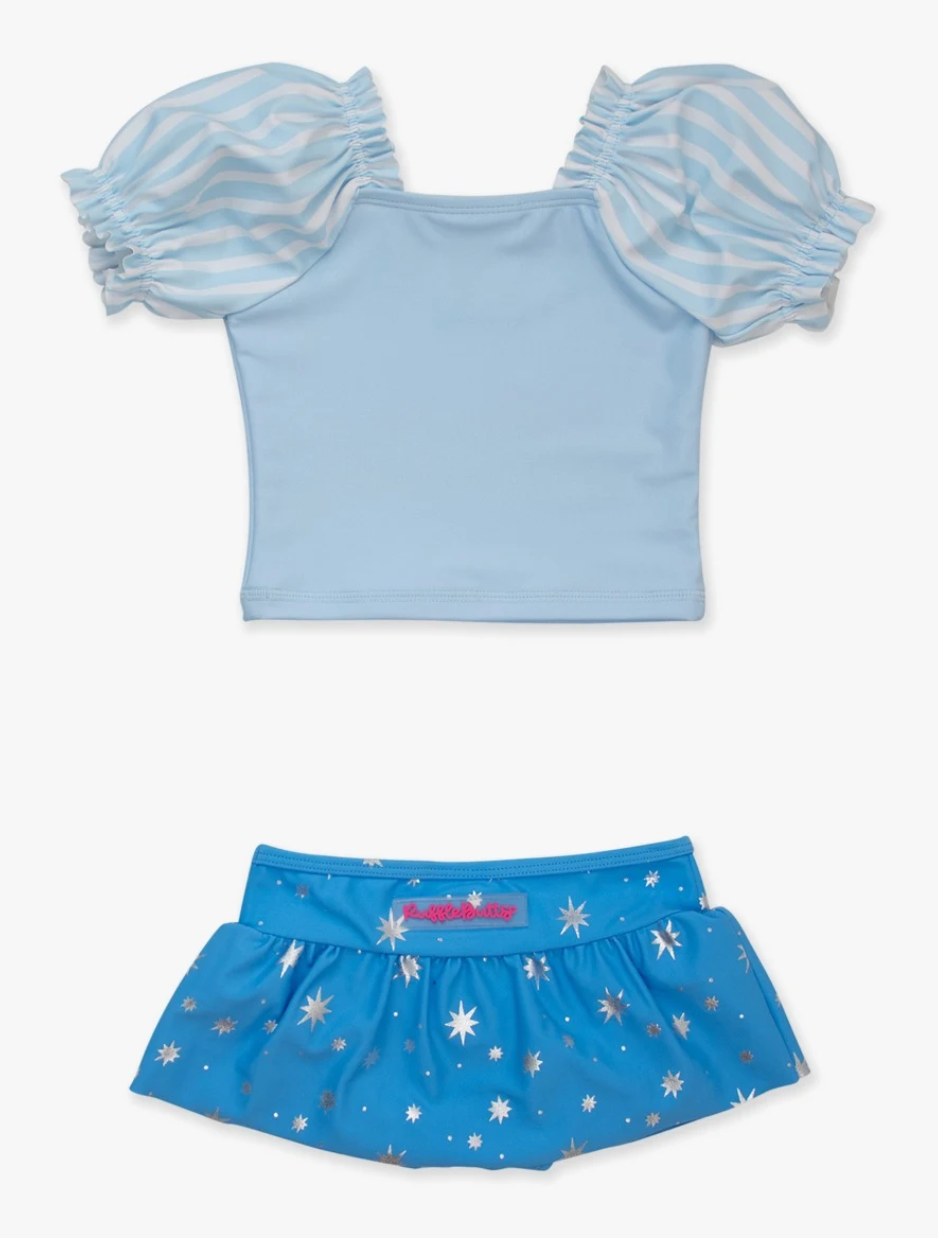Ruffle Butts Glass Slipper Princess Puffed Sleeve Skirted 2-Piece
