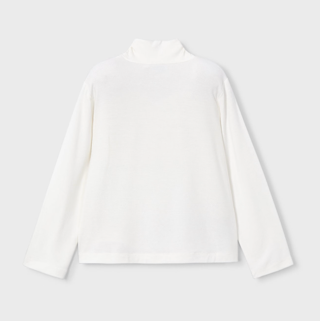 Mayoral Girl Cream Mock Neck Tee