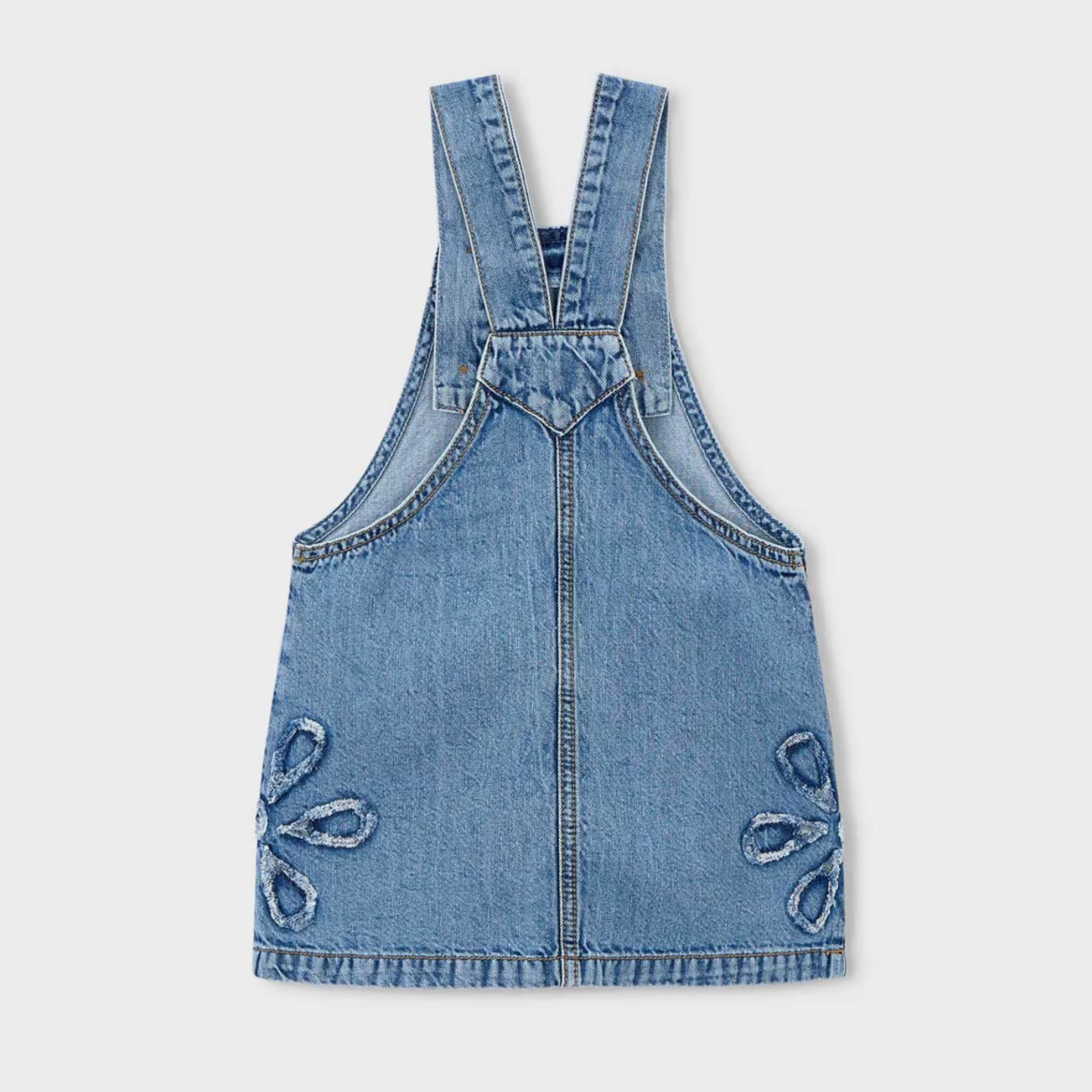 Mayoral Girl Flower Denim Overall Dress