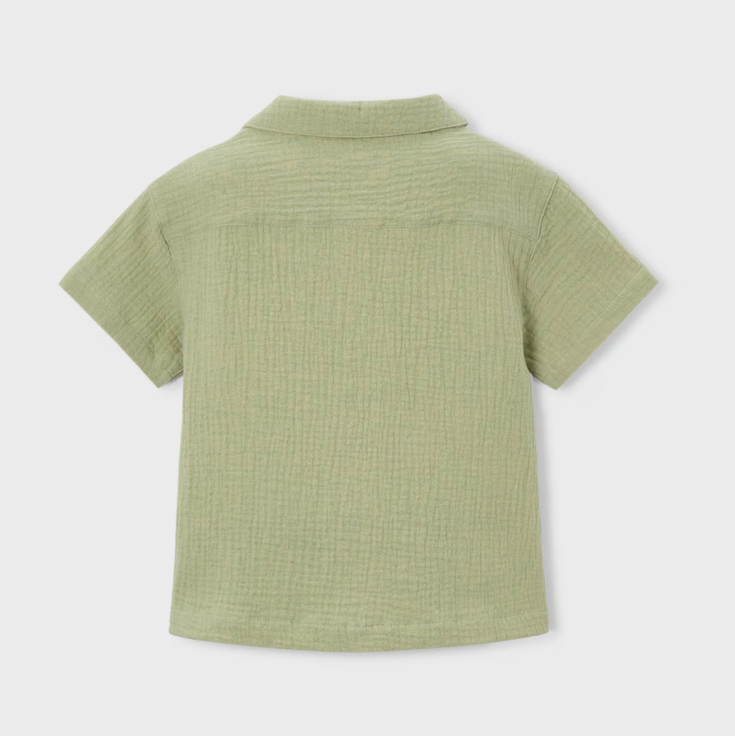 Mayoral Boy Green Gauze Polo Shirt