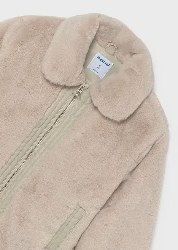 Mayoral Tween Stone Fur Coat