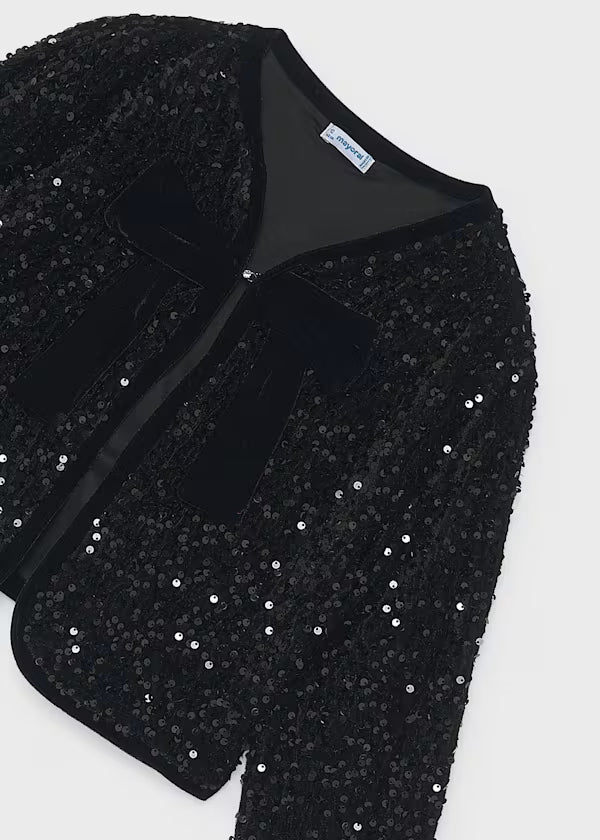 Mayoral Tween Black Velvet Sequin Jacket