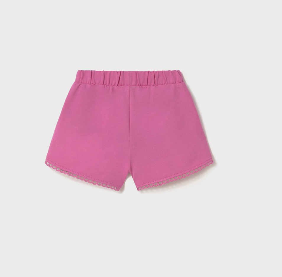 Mayoral baby girl fuchsia chenille shorts with elastic waist.
