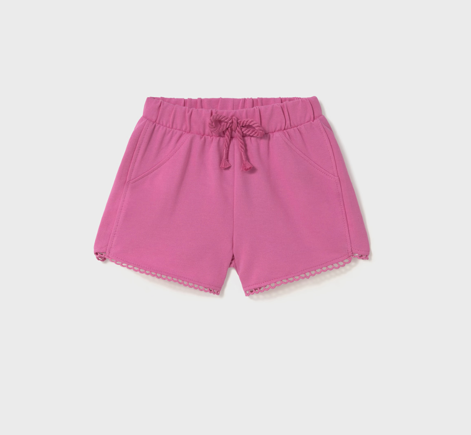 Mayoral baby girl fuchsia chenille shorts with elastic waist.