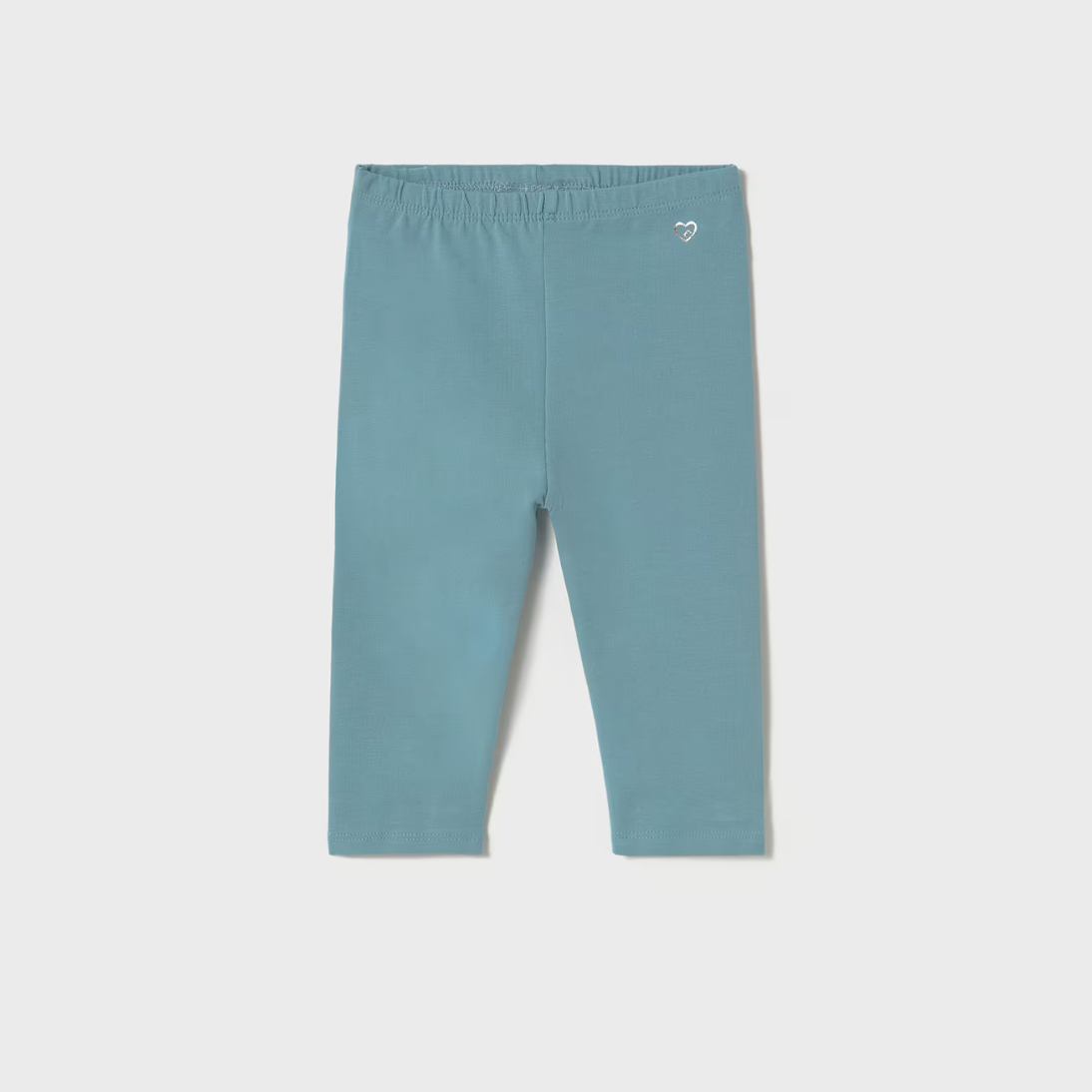 Teal baby girl leggings with elastic waistband, soft and stretchy for everyday comfort.