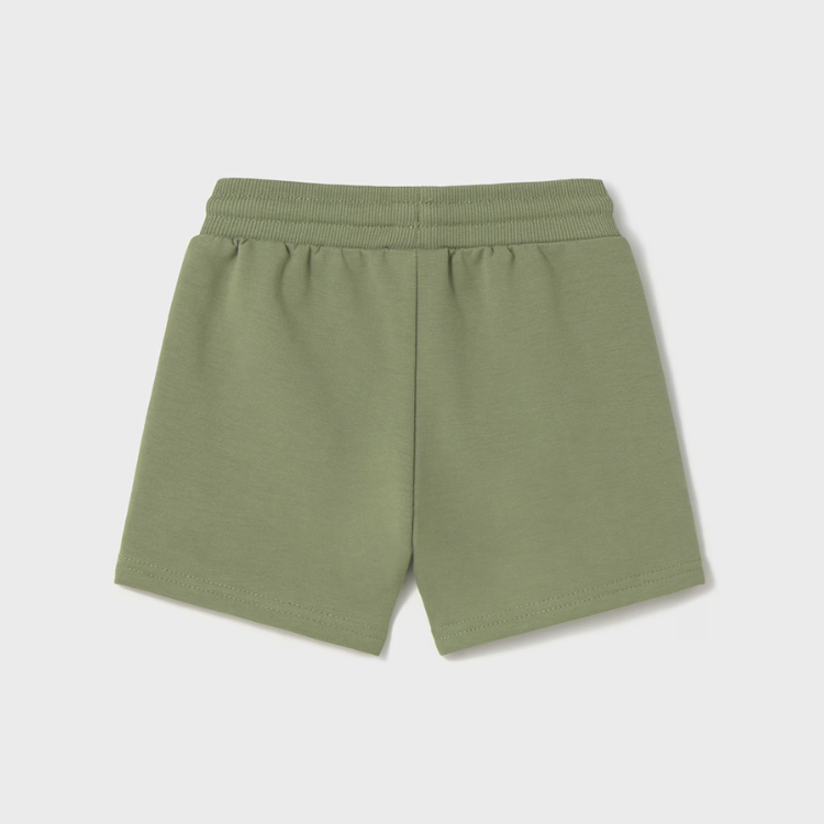 Mayoral boys' moss green knit shorts with functional drawstring and elastic waistband.