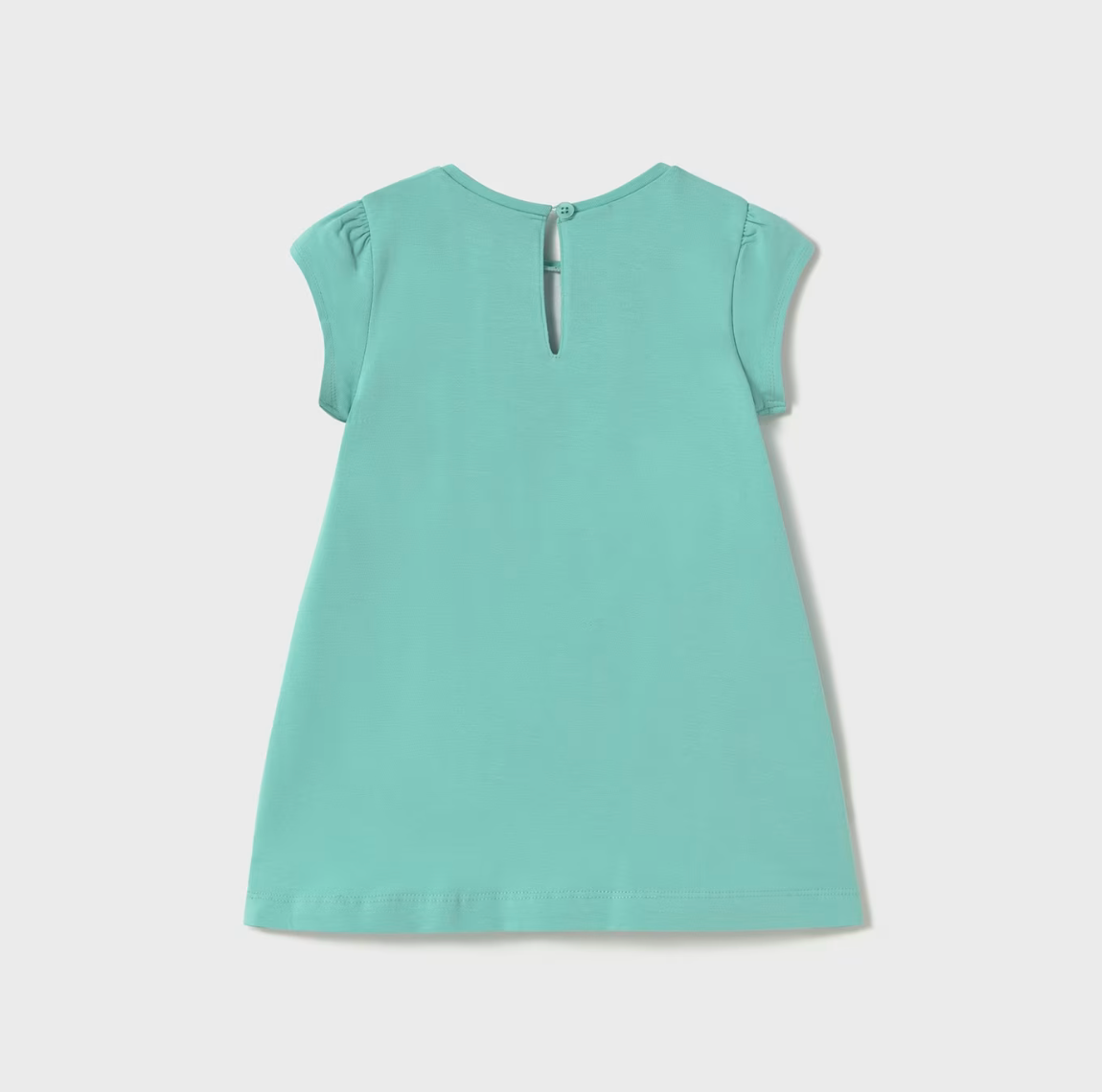 Mayoral girl Ariel dress with navy stripes and floral front design.