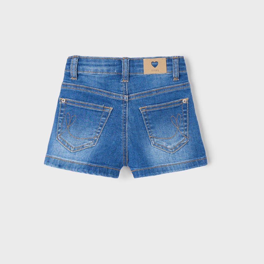 Medium wash adjustable denim shorts for girls by Mayoral
