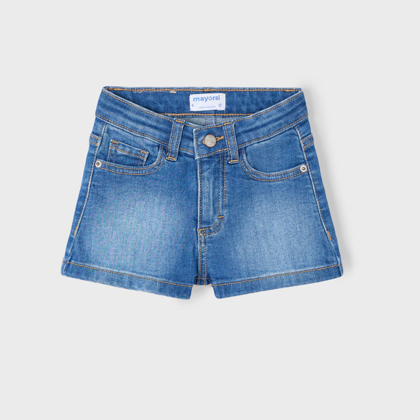 Medium wash adjustable denim shorts for girls by Mayoral