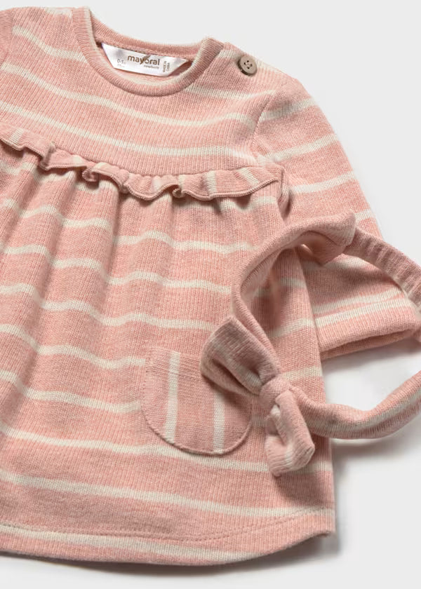 Mayoral Baby Pink Striped Dress with Headband
