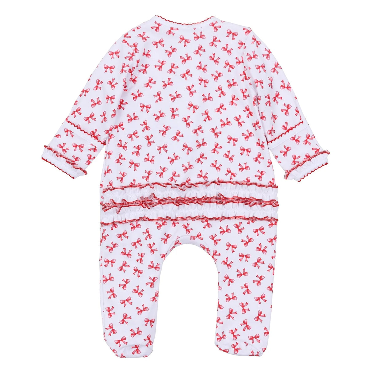 Luna & Arlo Scarlett Bows Print Zip Footie