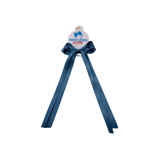 Wee Ones Smoke Blue Mini Double Satin Streamer Bow