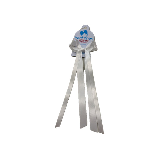 Wee Ones White Mini Double Satin Streamer Bow