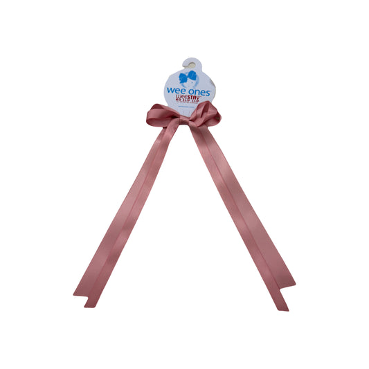 Wee Ones Mauve Mini Double Satin Streamer Bow