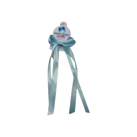 Wee Ones Light Blue Mini Double Satin Streamer Bow
