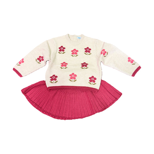 Mayoral Baby Instarsia Sweater & Skirt Set
