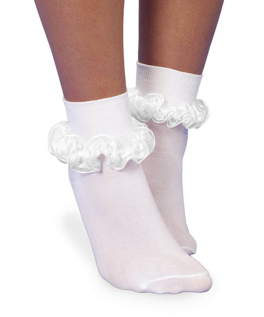 Jefferies Smooth Toe Sheer Ribbon Tutu Lace Turn Cuff Socks