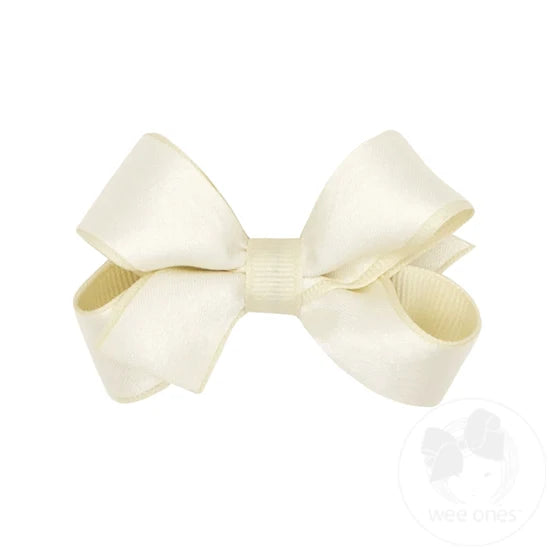 Wee Ones Mini Crepe Satin with Grosgrain Underlay Hair Bow