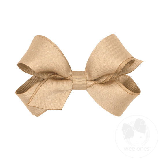 Wee Ones Mini Crepe Satin with Grosgrain Underlay Hair Bow