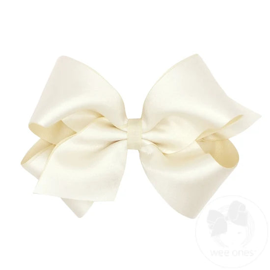 Wee Ones King Crepe Satin with Grosgrain Underlay Hair Bow