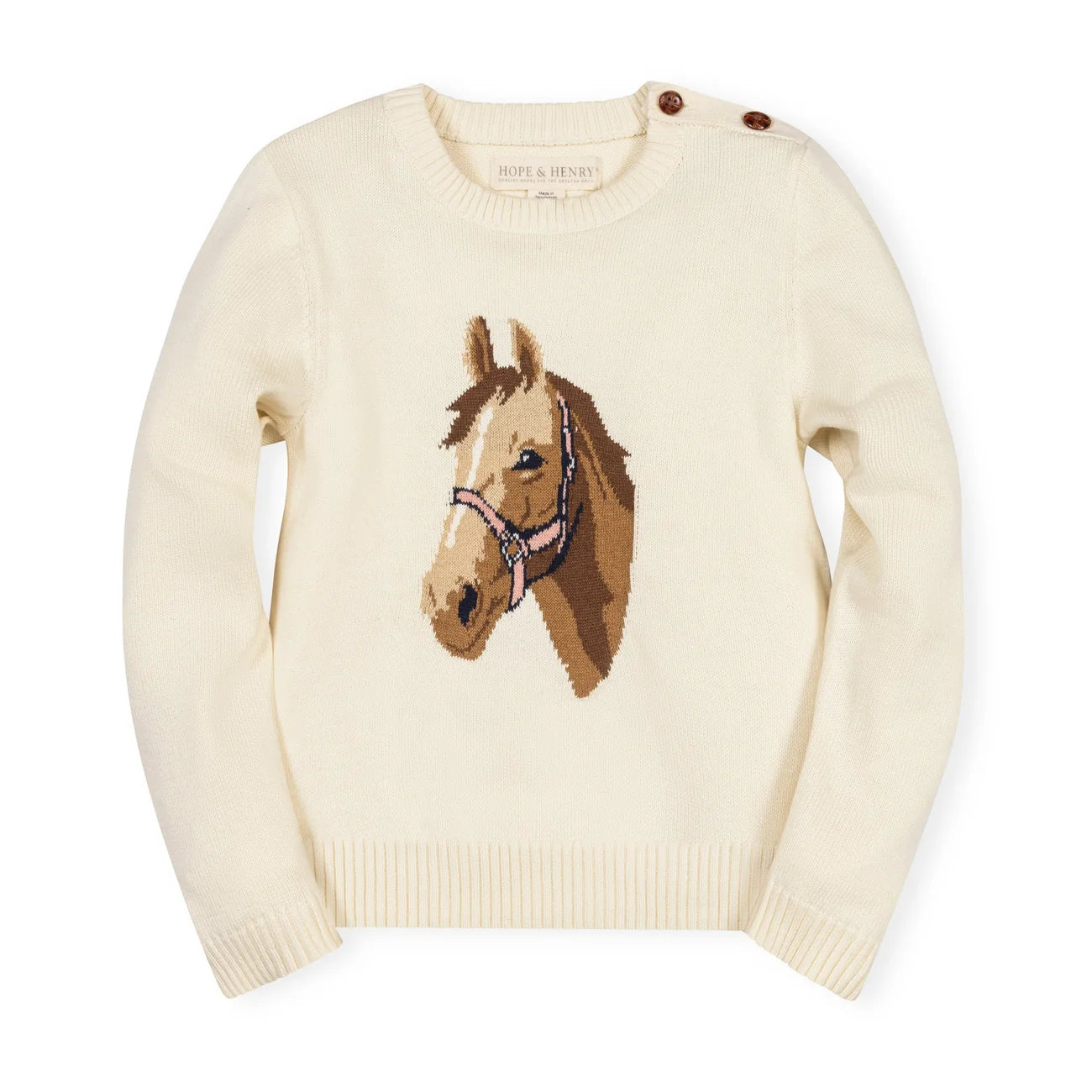 Hope & Henry Organic Horse Intarsia Sweater